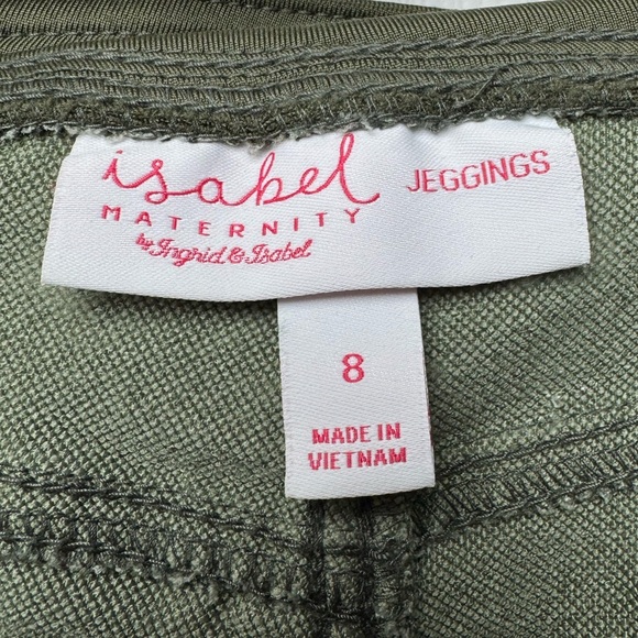 Isabel Maternity Moto Jeggings Olive Green Size 8 Full Panel Ankle Zip - Picture 3 of 12